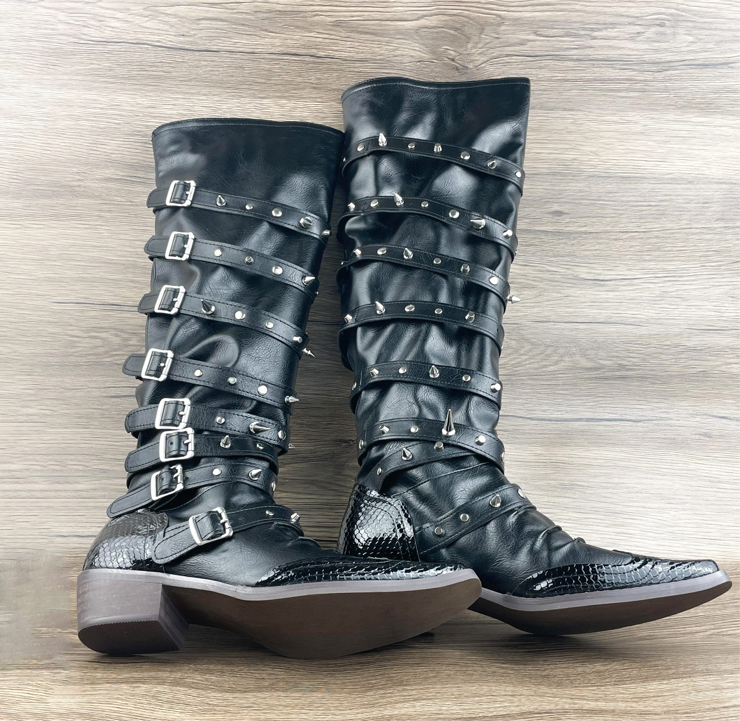 Pointed Boots Knight Punk Metal Buckle Willow Nail